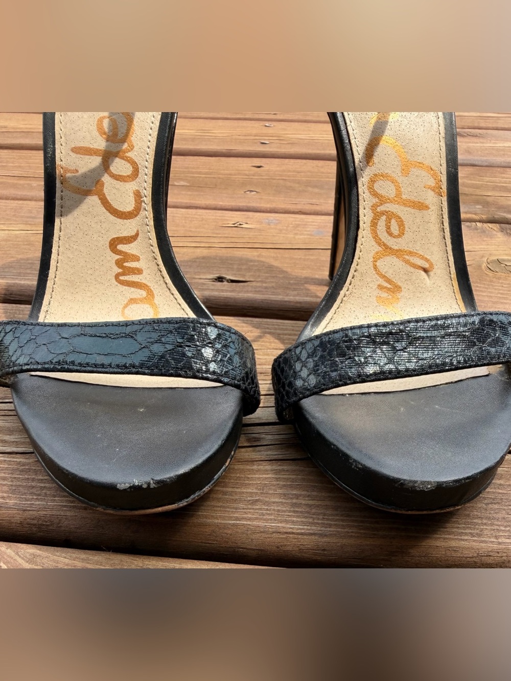 Sam Edelman Black Ankle-Strap Stiletto Heels - Picture 7 of 12